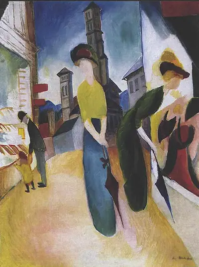 Two Women in Front of a Hat Shop August Macke